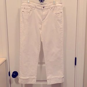 WHBM 8 cropped cuffed white jeans like new